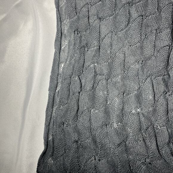 Garnet Hill Alpaca Blend Scarf Open Knit Gray Tencel 15" x 88" Made in Peru - Picture 2 of 6